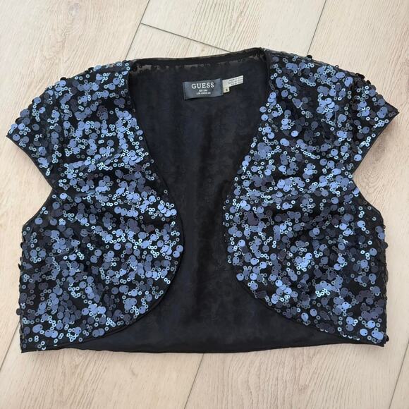 Black and blue sequin cardigan top - Picture 5 of 7